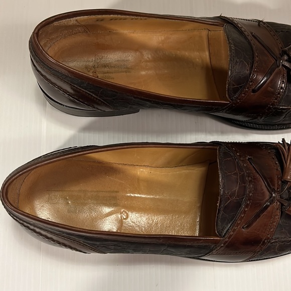 JOHNSTON & MURPHY Size 11 M BROWN CELLINI CROCODILE TASSEL LOAFERS size 10.5 N - Picture 5 of 17